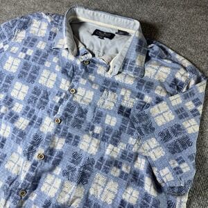 Nat Nast Silk/Cotton Geometric Button-Up Shirt XL 70 % Silk 30‎ % Cotton